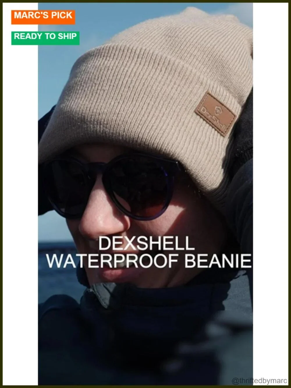 Waterproof Thermal Fleece-Lined Beanie Hat, Windproof Membrane